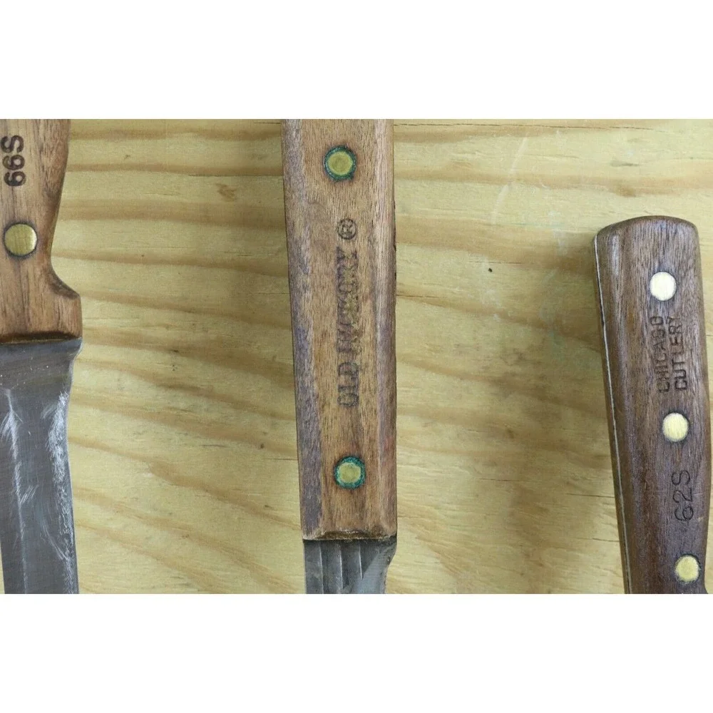 Chicago Cutlery Knife Block Lot of 4 Knifes 66S,1038,103S, Old Hickory Vintage